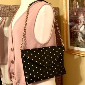 J Crew black & white polka dot handbag. Great condition.